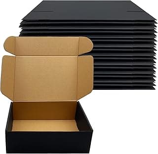 24 Pack 10x7x3 inch Black Shipping Boxes ，Cardboard Packaging Boxes for Mailing Shipping Corrugated Cardboard Boxes for Packaging Small Business Craft Flat Shipping Boxes Empty Gifts Giving Products
