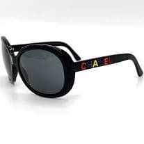 Chanel Oversized Wraparound Sunglasses Black Logo Colourful Spellout Monogram 5138 Y2K 2000s Vintage Authentic