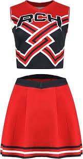 Voslett 2 Piece Women Cheerleader Costume Top Skirt Sets Cosplay Cheer Outfit Halloween Cheerleading Party Red S, Red, S: Buy Online at Best Price in UAE - Amazon.ae