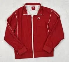 Nike Sportswear Full Zip Up Track Warm-up Jacket Red Large White Stripe