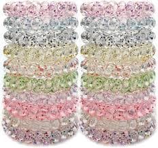 Amazon.com : Leenchiry Traceless Spiral Hair Ties Coil Hair Ties 20 Pieces No Crease Phone Cord Ties No Damage Elastics Hair Bands Ponytail Holders Spiral Bracelets for Women Girls (Transparent Dots Color) :