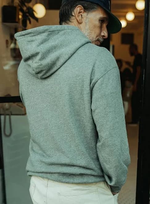 Flint and Tinder Men's Midweight Terry Pullover Hoodie in Heather Grey, Size M, Cotton
