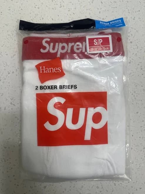 Supreme X Hanes Boxer Briefs (2-Pack) White / Red Waistband