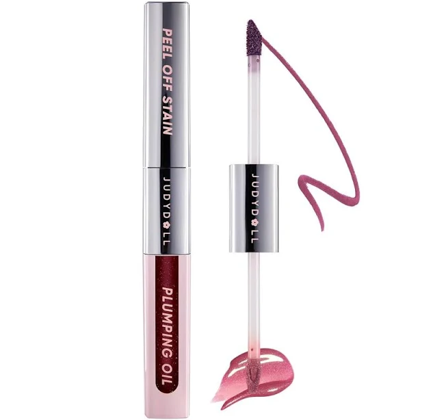 JUDYDOLL Peel Off Stain and Plumping Oil Duo - Long-Lasting Lip Stain with 3D Plumping