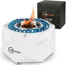 FireFlame Tabletop Fire Pit Bowl - Portable Concrete Mini Personal Fireplace Table top Firepit, Indoor Outdoor Decor & Smores Maker - Gel Fuel (Gel is