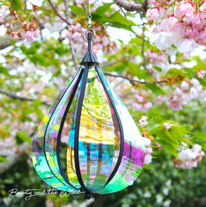 Rainbow Spinning Garden Wind Art, Hanging Design Sculpture for Outdoors, Vinyl Yard Decor, Waterproof and Colorful