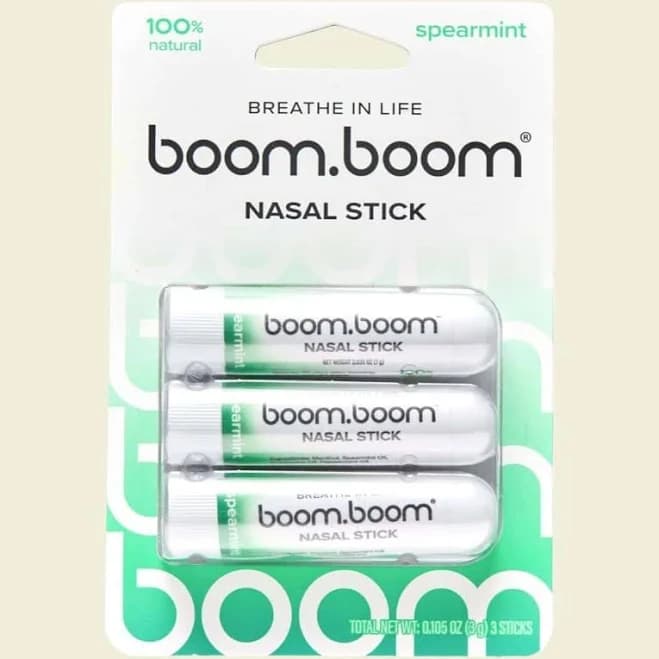 Nasal BoomBoom Nasal Stick ( 3 Pack ) | Menthol Inhaler for Instant Relief & Mental Clarity | Cool Spearmint Essential Oils | Portable Breathing for