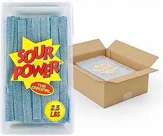 Berry Blue Candy Belts, 2.5 lb Bulk Tub Resealable, Vegan Sour Candy Since 1985, Soft Chewy Sweet Tart Belts, Non-GMO Gelatin Free, Bubble Wrapped & Boxed for Shipping