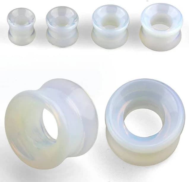 Pierced Universe Double Flared White Opal Ear Gauges Tunnels