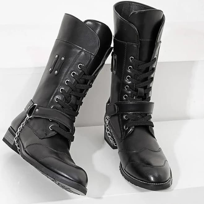 Men's Gothic High Shaft Lace-Up Combat Boots