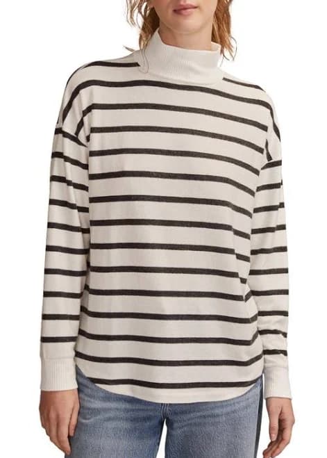 Lucky Brand Women's Cloud Stripe Mock Neck Knit Top