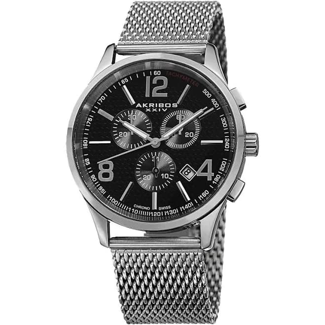 Akribos XXIV Men's Swiss Quartz Chronograph Mesh Bracelet Watch