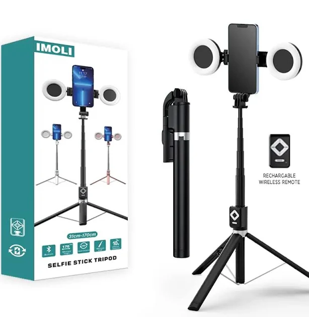 New 67'' Phone Tripod with Fill Light & Remote, Selfie Stick Tripod, Extendable Stand for iPhone 16/15/14/13/12 & Android, Stable, Portable Travel