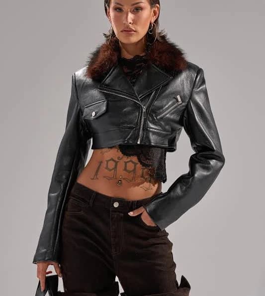 Akira Victoria Fur Trim Moto Jacket