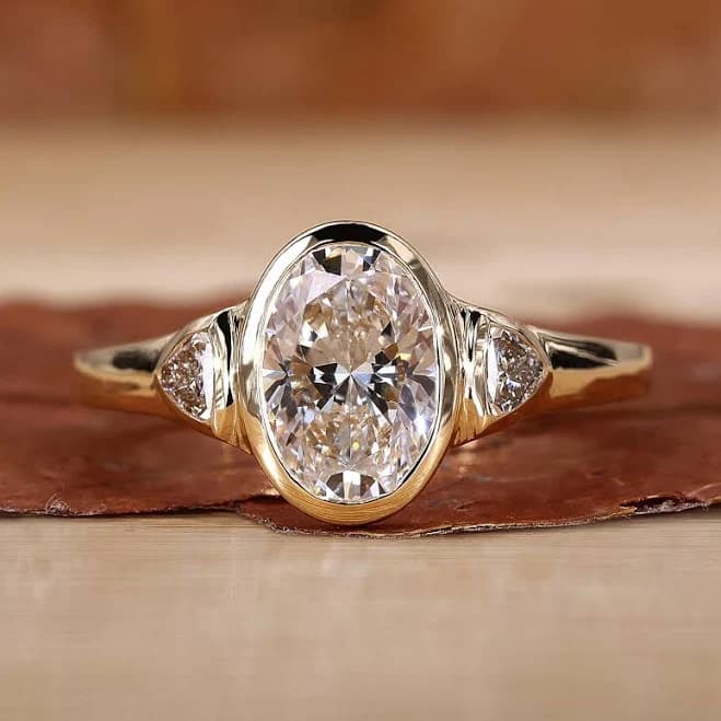 Three Stone Oval Engagement Ring Modern Beauty