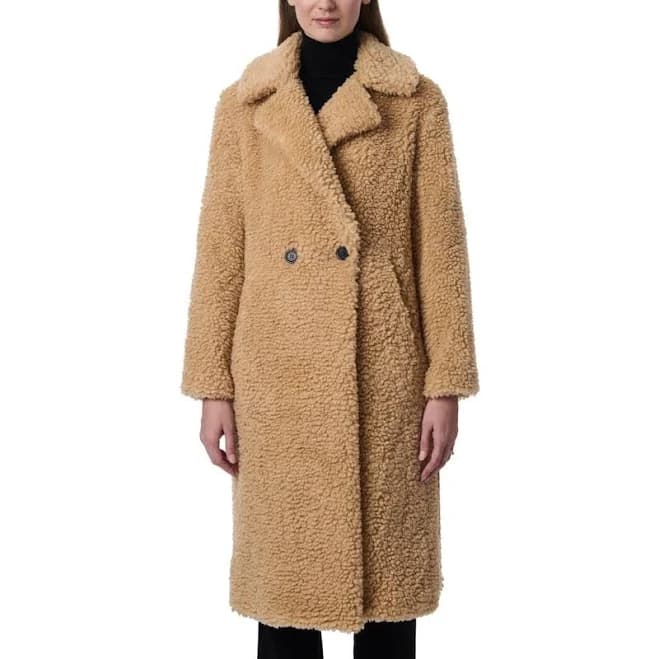 Bernardo Women's Call Me Cozy Faux Fur Double Breasted Long Coat