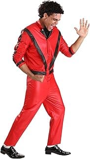 Michael Jackson Thriller Costume Adult Men Red Vinyl Jacket Outfit Size Large for Halloween Parties