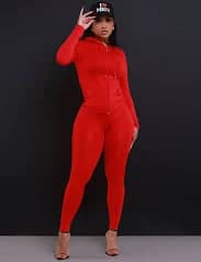 Just Vibing Seamless Zip Up Legging Set - Red