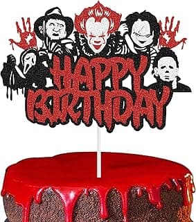 Halloween Horror Happy Birthday Cake Topper, 1 PCS Glitter Have a Killer Themed Cake Decoration Party Decorations for Horror Classic Movie Theme Kids Halloween Party Cake Decorations