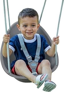 Swurfer Coconut Toddler Swing – Comfy Baby Swing Outdoor, 3- Point Adjustable Safety Harness, Secure, Safe Quick Click Locking System, Blister-Free Rope, Easy Installation, Ages 6-36 Months