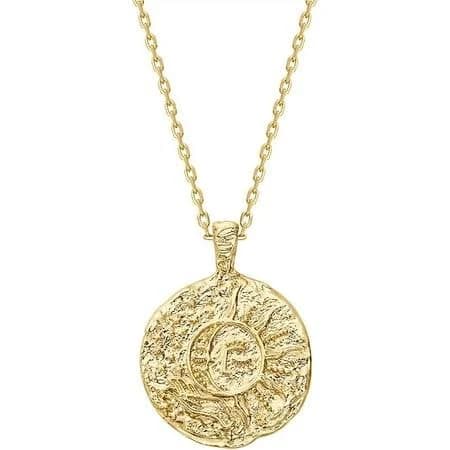 Women's Bohemian Gold Plated Engraved Coin Pendant Necklace