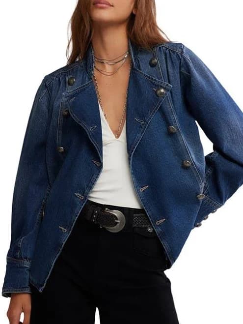 Free People Women's Imogene Denim Officer Jacket