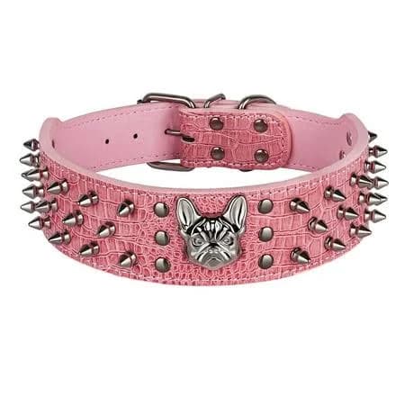 Didog 2 inch Wide Cool Leather Sharp Spiked Studded Pet Dog Collars