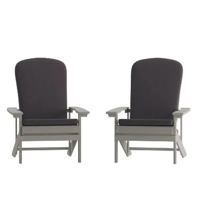 Flash Furniture Charlestown Set of 2 All-Weather Poly Resin Wood Adirondack Chairs 2-JJ-C14501-CSN