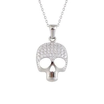Crystal Rhinestone Skull Pendant Necklace