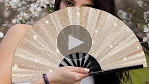 Amazon.com: Qyeahkj 2 Pcs Glitter Champagne Gold Hand Fan Large Folding Hand Fan Rave Clack Handheld Fans Chinese Tai Chi Kung Fu Fans for EDM Club Party Dance Performance Role Playing Supplies