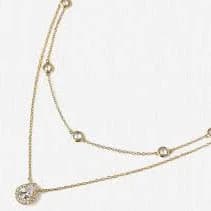 Crystal Chain Teardrop Layered Necklace