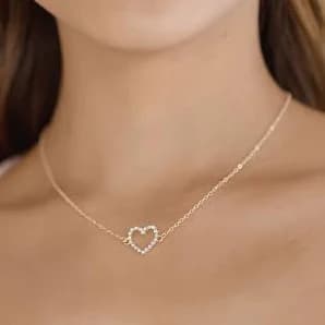 Mallory Rhinestone Open Heart Necklace