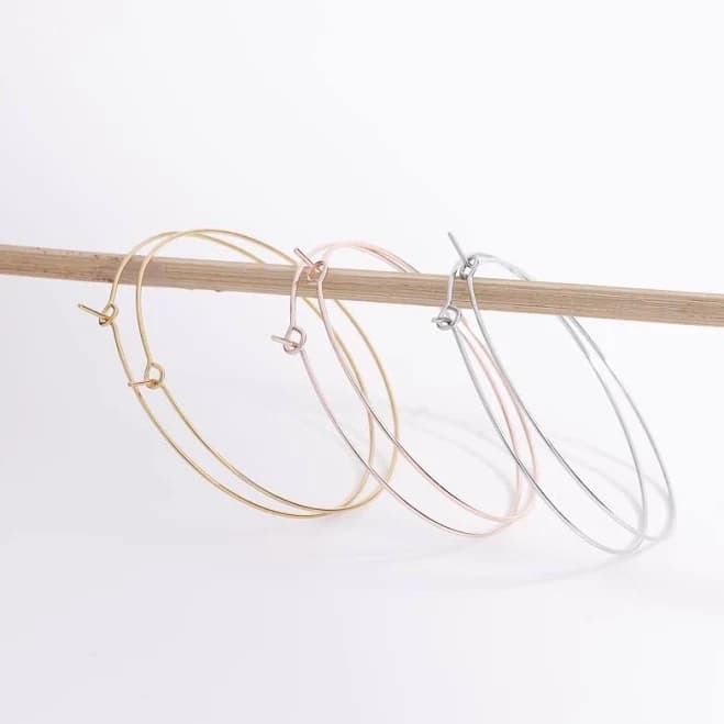 18K Gold Plated, Silver, Rose Gold Thin Wire Hoop Earrings