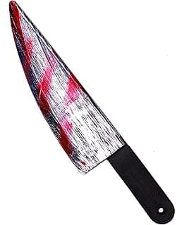 Realistic Fake Bloody Butcher Knife Prop - Safe Halloween Costume Accessory for Zombie, Killer, or Werewolf Cosplay (Knife)