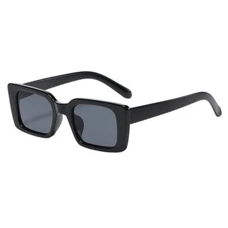 Retro Rectangular Sunglasses For Outdoors And All Ages Lightweight Aluminum Foldable Frame, Size: 14.5 cm, Black