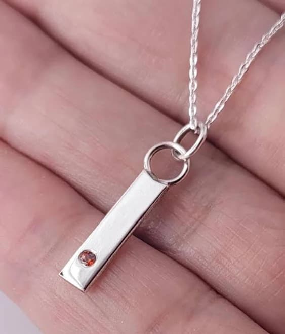 Minimalist 925 Sterling Silver Cubic Zirconia Rectangle Necklace
