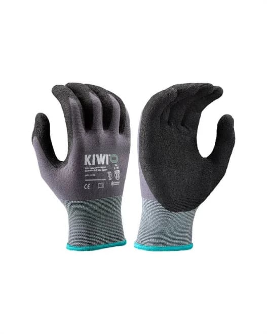 Kiwi PUD Palm Coated Nylon/Spandex Knit Grey Grip Gloves [R53100] M / Single Pair (Individually Tagged)