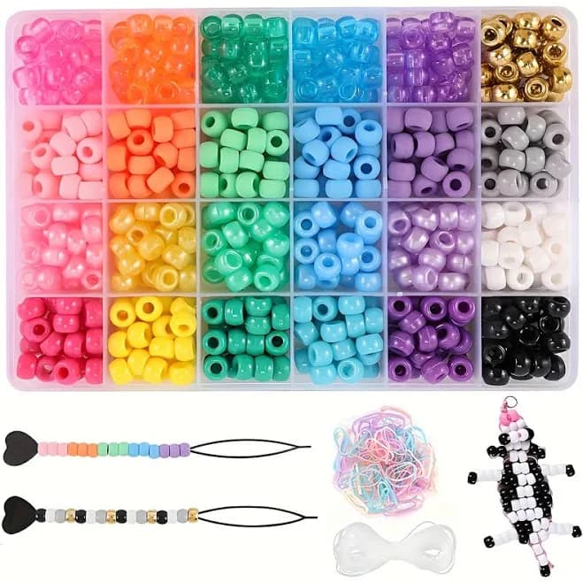 Kids hair beads for girls, Jelly beads for hair, 480-Piece Rainbow Kandi Pony Beads Set for Jewelry Making, Kandi beads