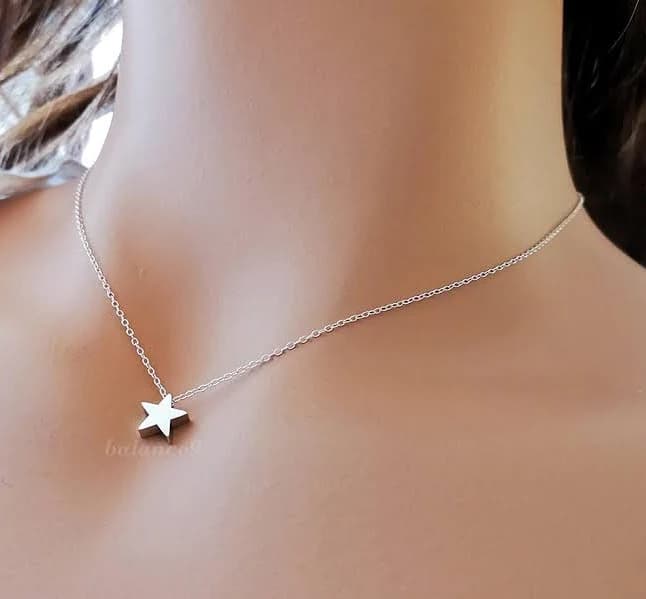 Minimalist Silver Star Charm Necklace