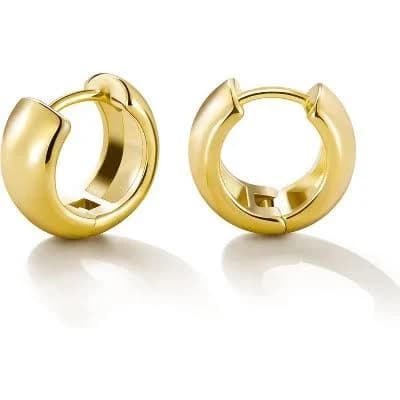 14K Gold Plated Chunky Huggie Hoops