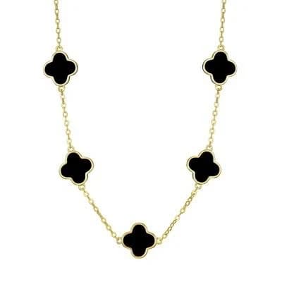 Adornia Women's 14k Rose Gold Plated Black Clover Station Necklace