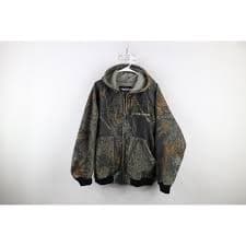 Vintage 90s Polaris Mens Large Faded Spell Out Camouflage Hooded Fleece Jacket
