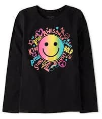 The Children's Place Girls Rainbow Happy Face Graphic T-Shirt