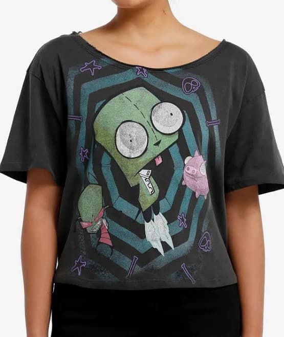 Invader Zim Girls Off-Shoulder Graphic T-Shirt