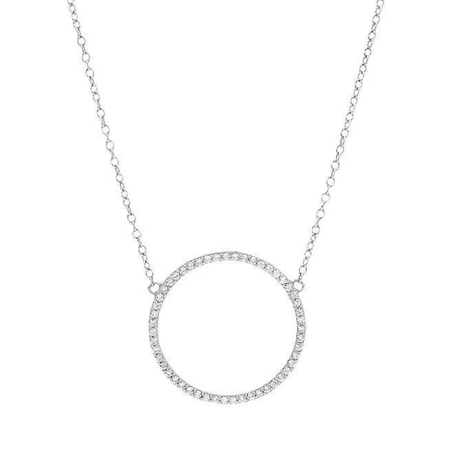 Primrose Women's Sterling Silver Cubic Zirconia Circle Pendant Necklace