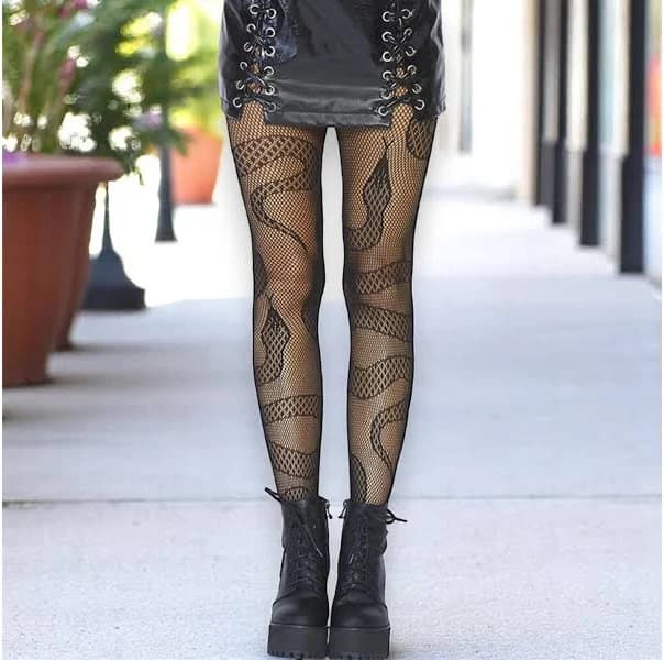 Women's Gothic Snake Fishnet Tights