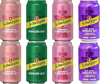 Ginger Ale Variety Pack, 4 Flavor White Peach, Regular, Raspberry, Dry Grape, 12 fl oz cans