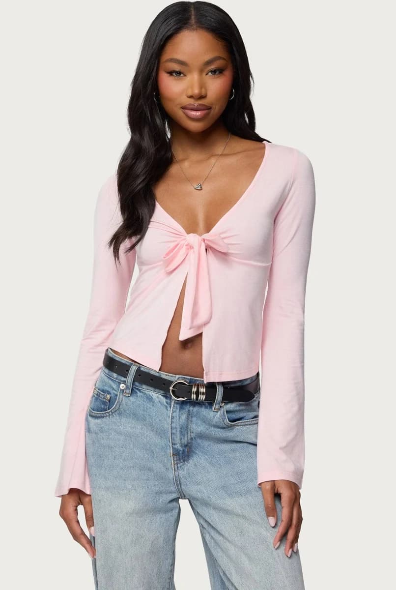 Edikted Women's Scarlette Tie Front Top
