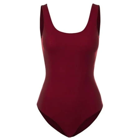 Women's Scoop Neck Sleeveless Stretch Cotton Bodysuit Tank Top (2Pack)