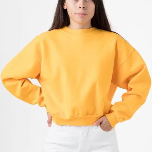 los angeles apparel HF06 Heavy Fleece Cropped Mock Neck Pullover